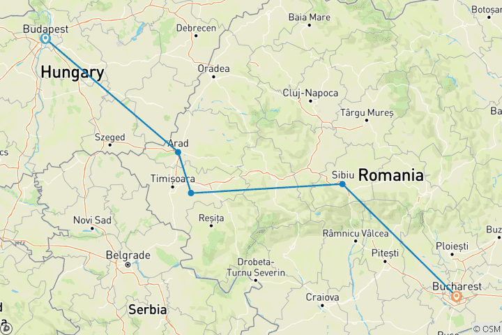 Karte von Entdecken Sie Rumänien - Eine Kulturreise von Budapest nach Bukarest - Kleingruppenreise