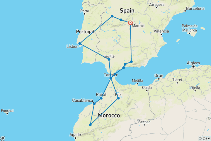 Map of Treasures of Spain, Portugal & Morocco (Small Group, 2025)