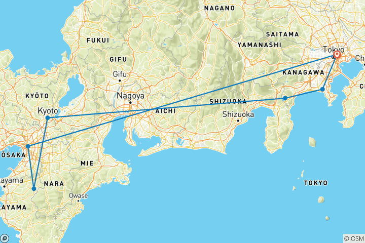 Map of 12 Days Highlights of Japan Tour（Private Family Tour ）- Umetravel