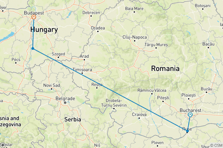 Carte du circuit Enchantement de l'Europe de l'Est avec Budapest et Bucarest 2027|2026 - 11 jours (from Bucarest to Budapest)