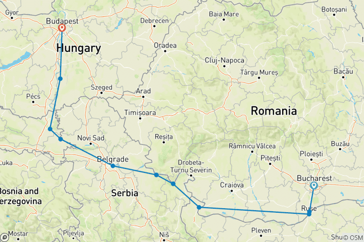 Karte von Verzauberung Osteuropas mit Budapest und Bukarest 2026