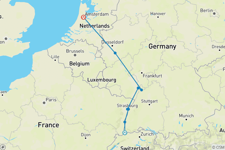 Kaart van Kerstmarkten aan de Rijn 2026 - 8 Dagen