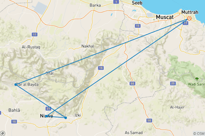 Map of Heart of Muscat Day Tour