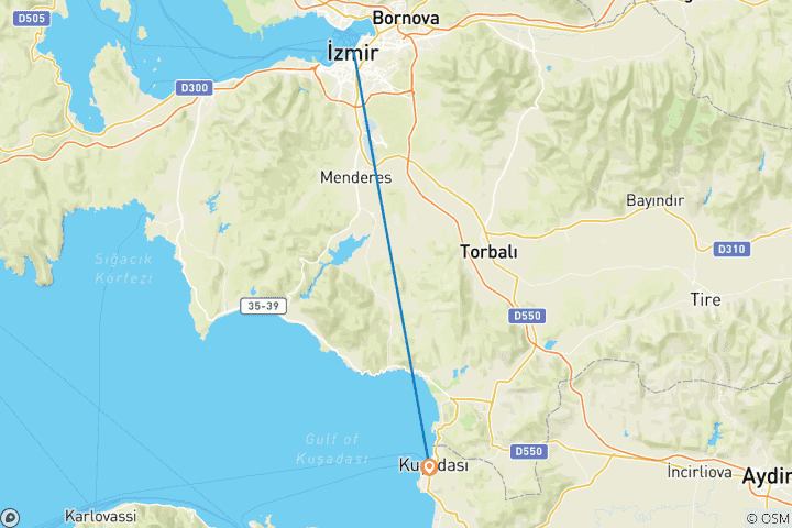 Map of 7 Days Kusadasi Leisure Package