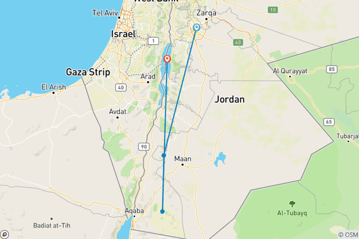 Map of Jordan 9-Day Trip: Journey through time in Jordan in a small group