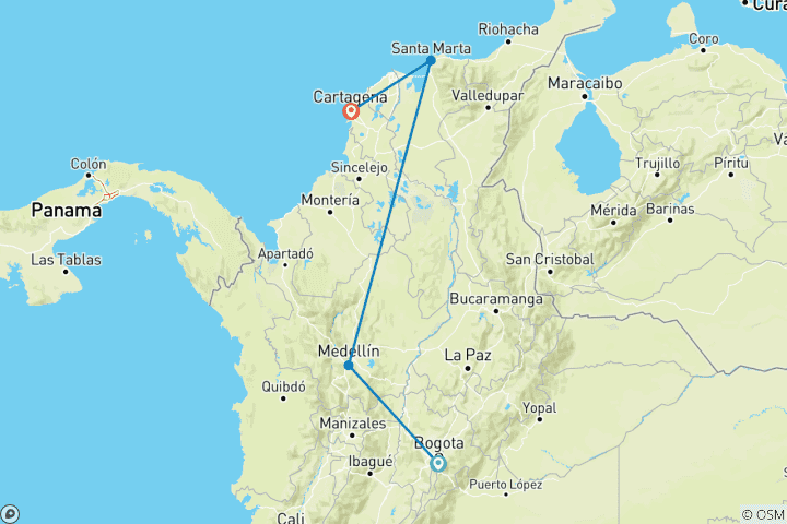 Map of 10 Days in Colombia – Unforgettable Adventures: Discovering the Best of the Country