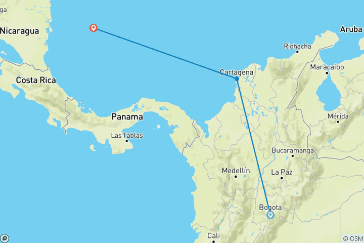 Kaart van Colombia: Bogotá, Cartagena en San Andrés - 9 dagen