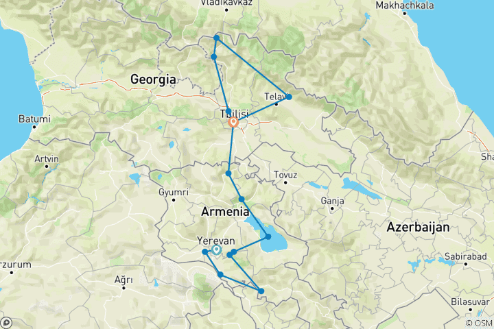 Carte du circuit Départ garanti tous les vendredis - Arménie - Géorgie - 2025