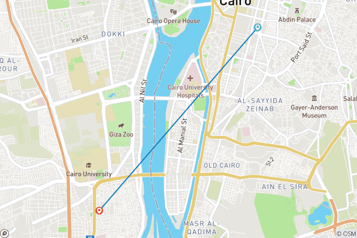 Kaart van "Top Egypte hoogtepunten in 4 dagen + Pyramides bekijken verblijf inbegrepen!"
