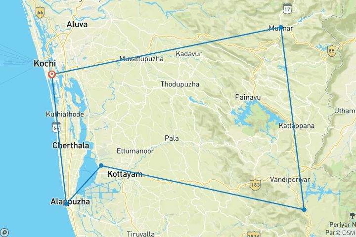 Map of Explore Kerala - God's Own Country