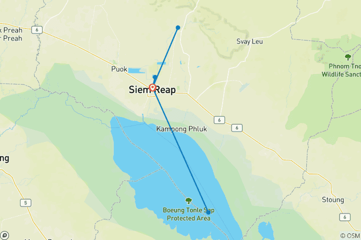Carte du circuit Les secrets d'Angkor au Cambodge