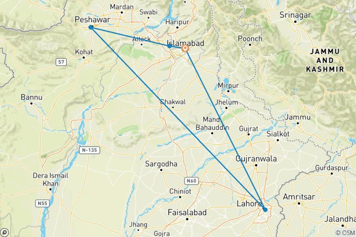 Karte von Islamabad, Peshawar und Lahore: Eine Reise durch Geschichte und Kultur