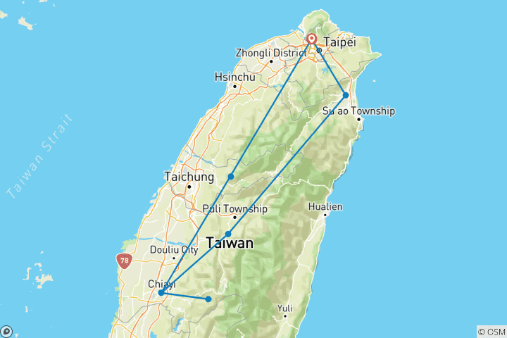 Carte du circuit Explorez Taïwan