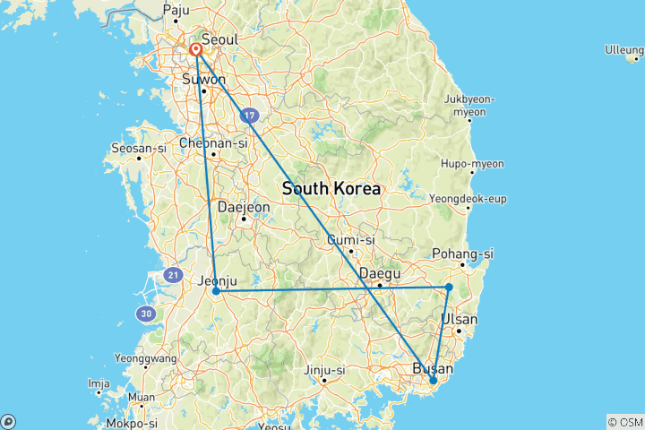 Carte du circuit Corée du Sud : une véritable aventure culinaire