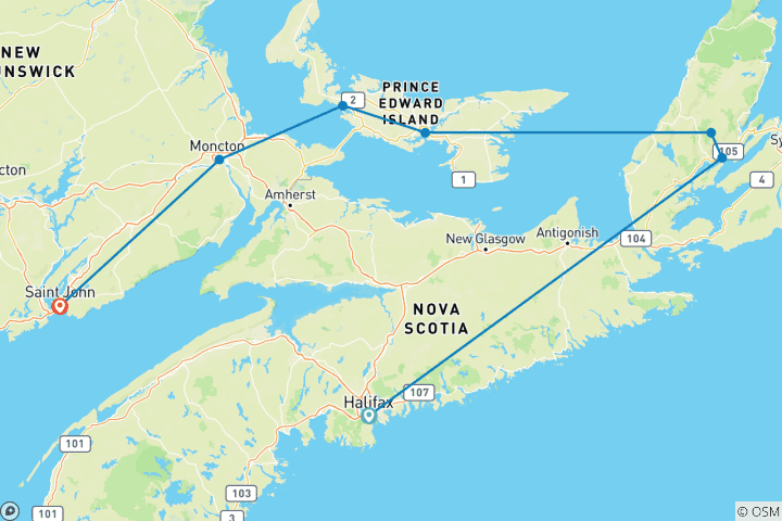 Map of Best of the Canadian Maritimes (7 destinations)