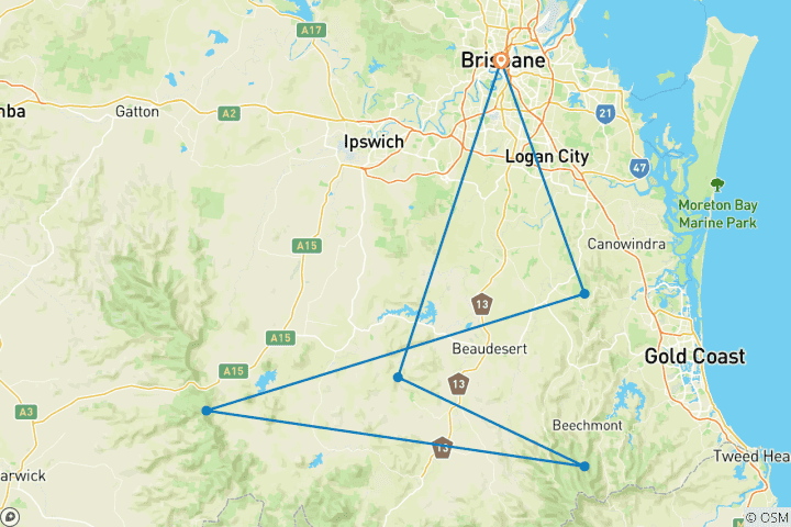 Carte du circuit Marcher sur la côte panoramique du Queensland