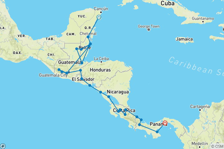 Map of Best of Central America (50 destinations)