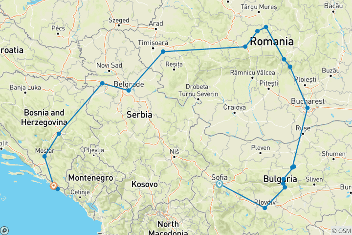 Carte du circuit Circuit de Sofia à Dubrovnik en 11 jours