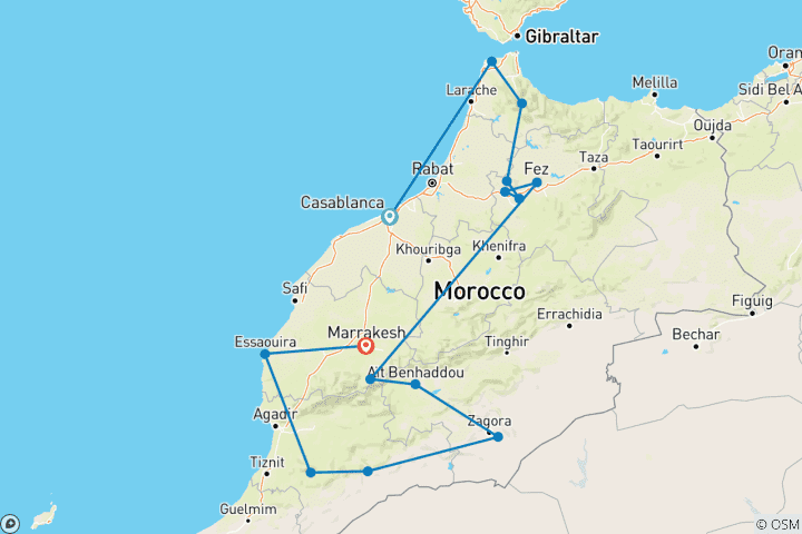 Map of Morocco Encompassed (28 destinations)