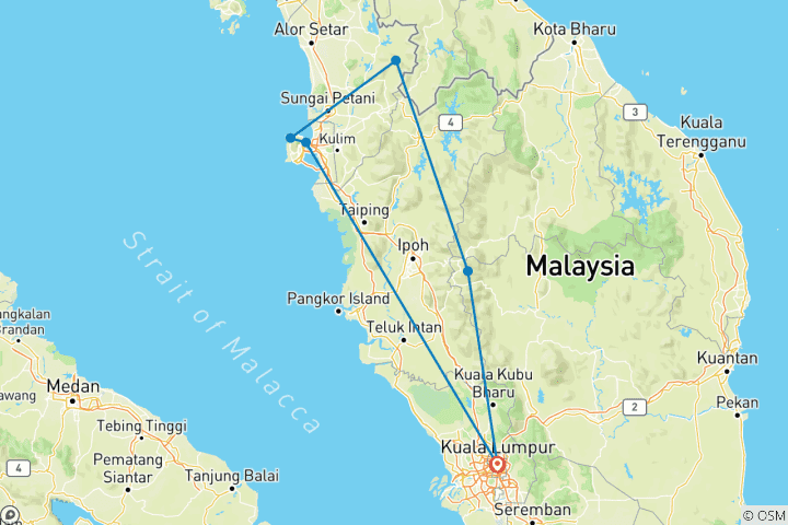 Carte du circuit Les hauts lieux de la Malaisie