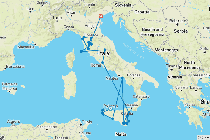 Mapa de Sicilia y Toscana Premium
