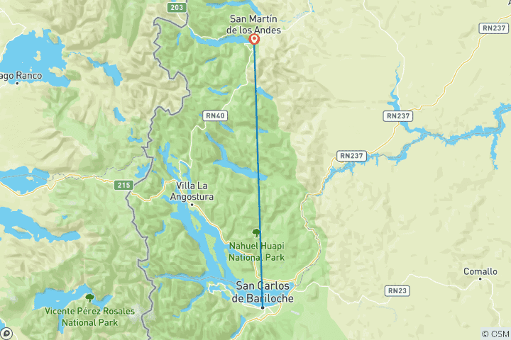 Map of 6-days in Bariloche and San Martín de los Andes