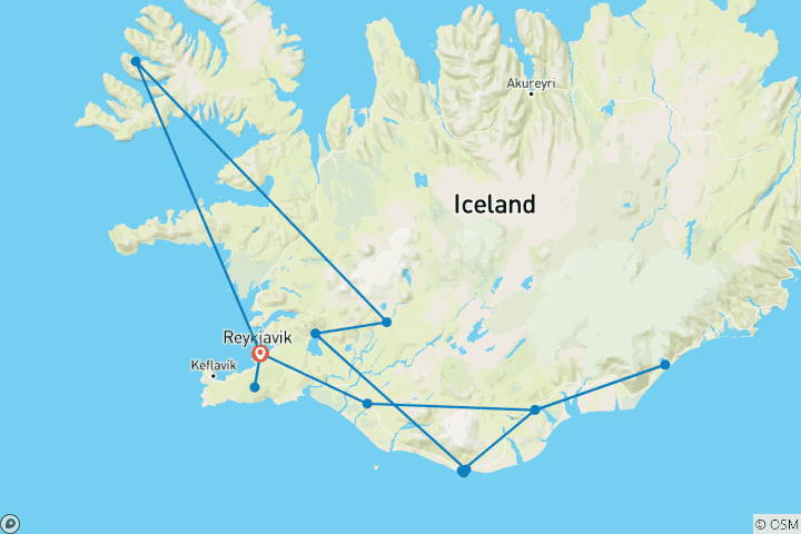 Carte du circuit Islande - Le pays du feu et de la glace 2026|2027