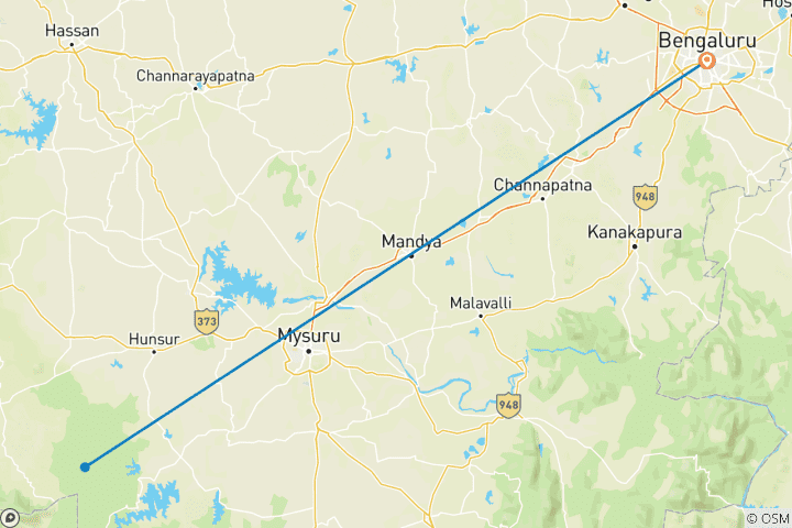 Carte du circuit Bangalore, Mysore et Nagarhole - 8 jours