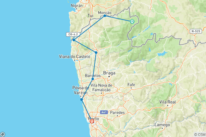 Carte du circuit Circuit à vélo Minho & Porto - autoguidé