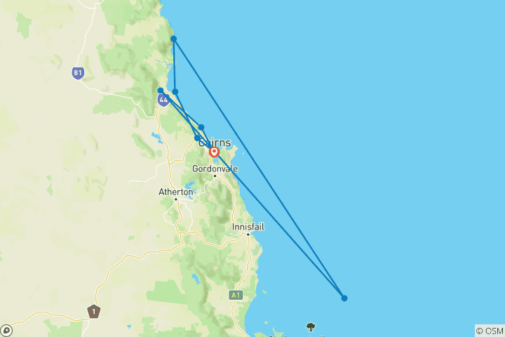 Map of Best of Cairns, Great Barrier Reef & Daintree (8 destinations)