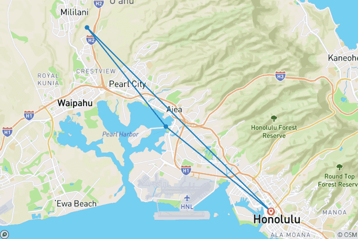 Carte du circuit USA - Hawaï - Honolulu Oahu Island Adventure