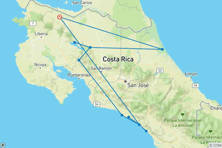 Map of Discover Costa Rica - with Dominical (including San José)