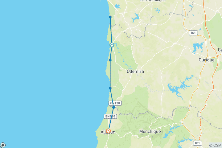 Carte du circuit Costa Vicentina : randonnée autoguidée dans le parc naturel