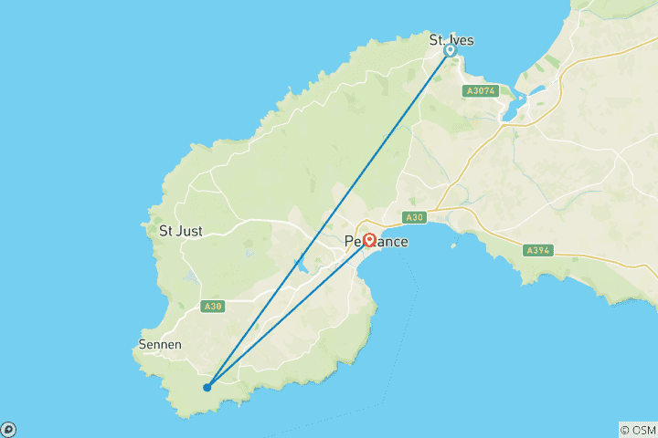 Carte du circuit South West Coast Path - Randonnée sur le sentier côtier de Cornouailles