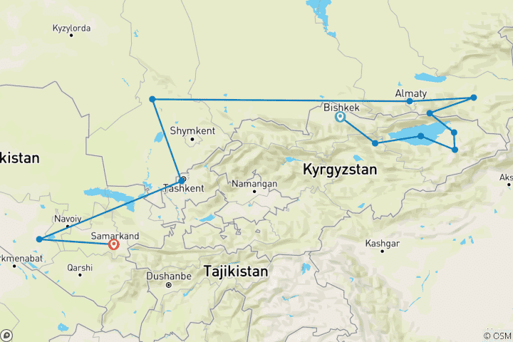 Mapa de Los Tres Stans de la Ruta de la Seda