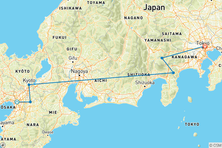 Map of 6 Day Japan Delight（Private Family Tour ）- Umetravel