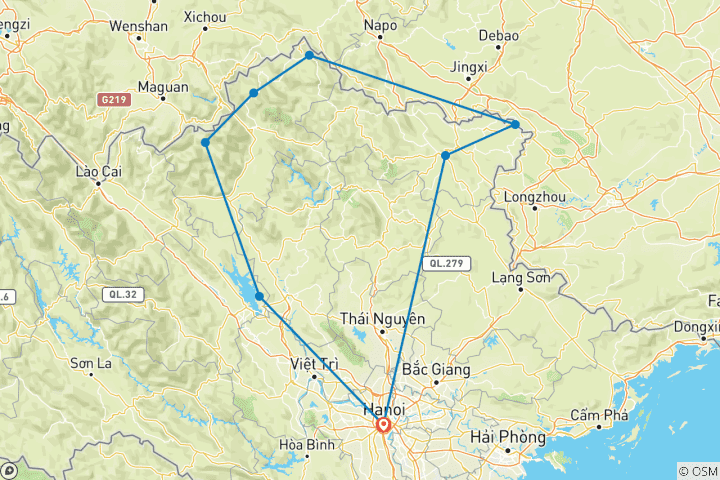 Map of Road Cycling Vietnam's Frontier