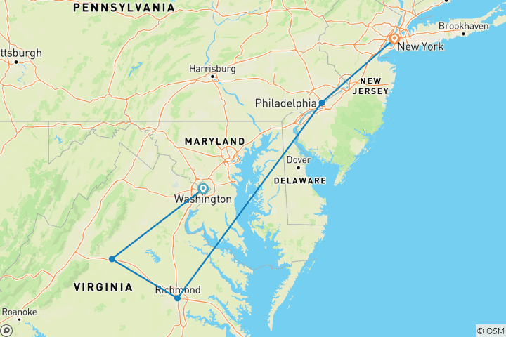 Carte du circuit America's Historic Trail avec supplément New York