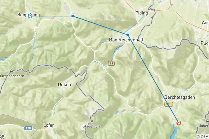 Kaart van SalzAlpenSteig I incl. bagagetransfer 5-daagse korte trip