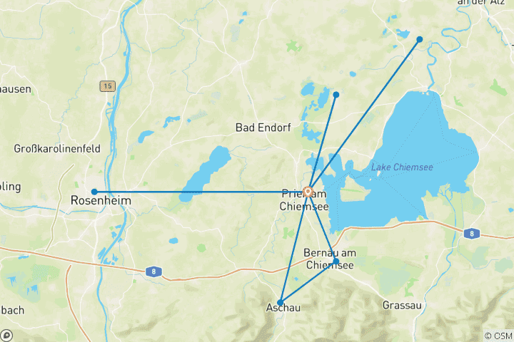Carte du circuit Tour en vélo en étoile du lac de Chiem // Catégorie B