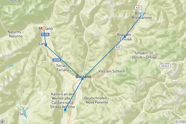 Karte von Das Herz Südtirols - Von Brixen nach Meran