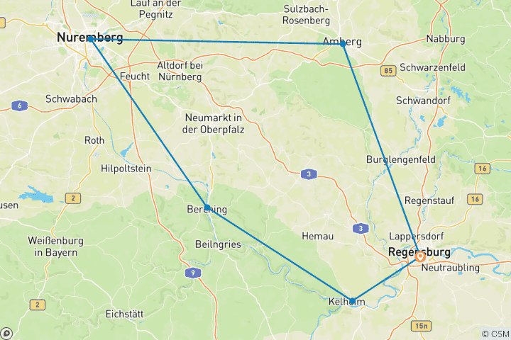 Karte von 5 Flüsse Radweg mit Gepäcktransfer