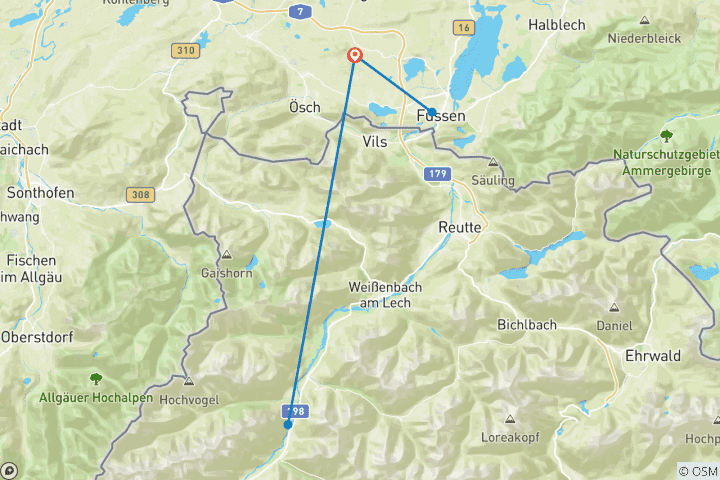 Map of Cycle Tour - Picturesque Ostallgau & Wildes Lechtal