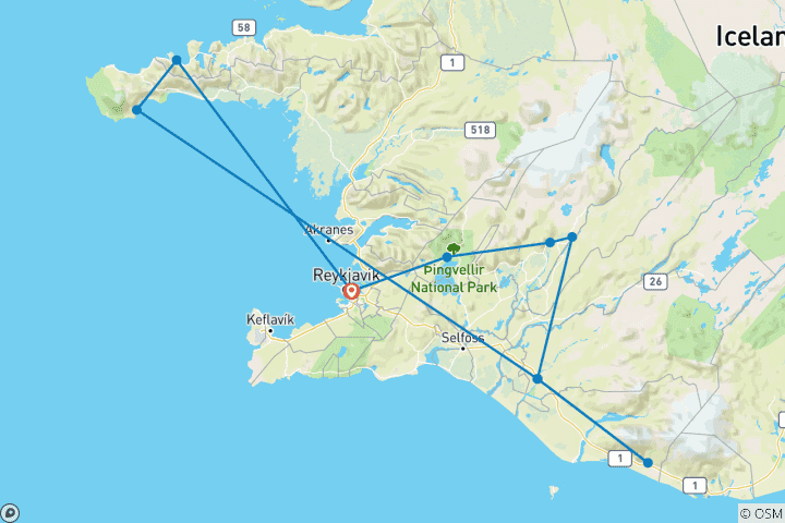 Karte von Totally Iceland, Totale Sonnenfinsternis 2026 - 6 Tage