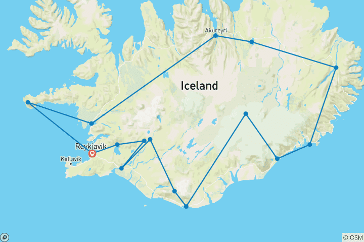 Map of Iceland Summer Adventure