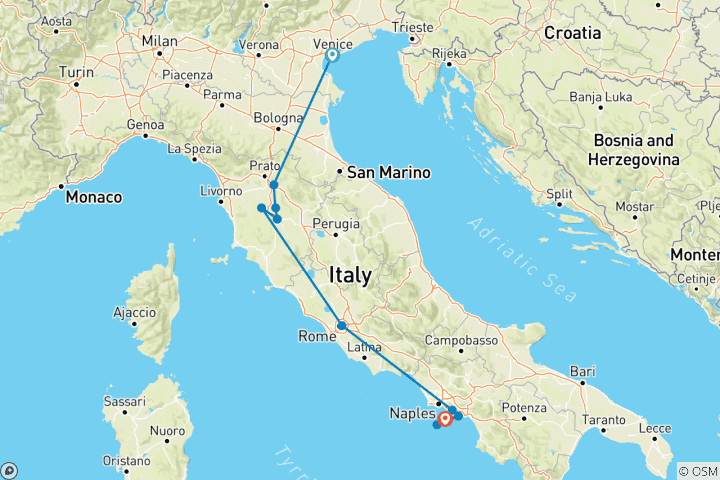Map of Magnificent Italy by High-Speed Train