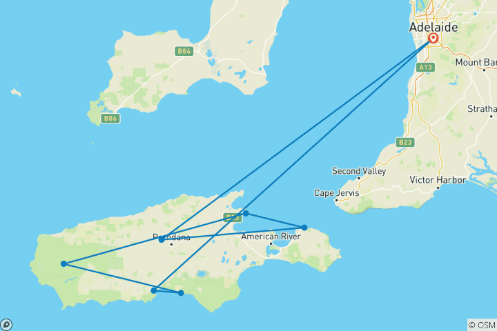 Mapa de Isla Canguro 2 días 1 noche Aventura de Vida Salvaje en grupo reducido