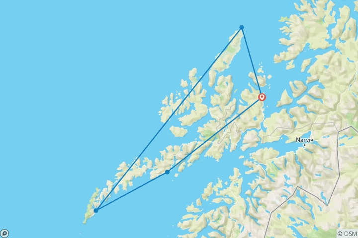 Carte du circuit Les incroyables îles Lofoten (Harstad, Andenes, Reine et Svolvær)