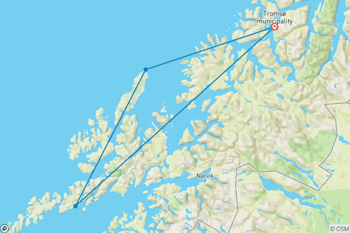 Karte von Entdecken Sie Tromsø und die atemberaubenden Lofoten Inseln