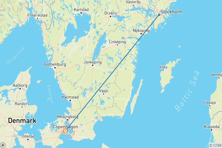 Map of Marvels of Stockholm to Copenhagen by Rail